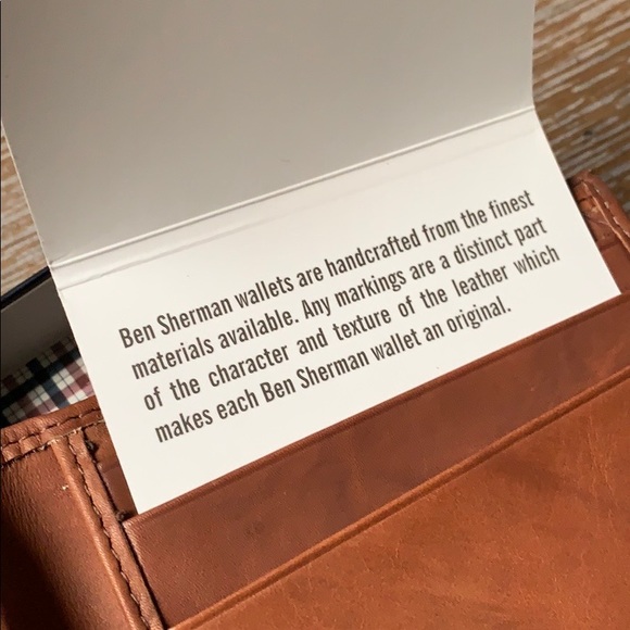BEN SHERMAN Men’s Bi-Fold Leather Wallet in Tan - Picture 6 of 9